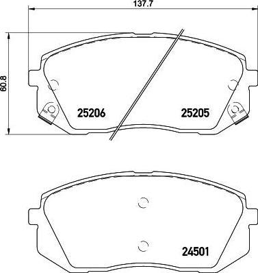 TEXTAR Колодки торм. KIA/HYUNDAI ix35/i40/SPORTAGE 10>/CARENS III перед. к-т (2520501)
