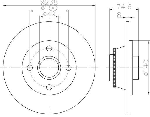 Textar 92154003 тормозной диск на RENAULT CLIO II (BB0/1/2_, CB0/1/2_)