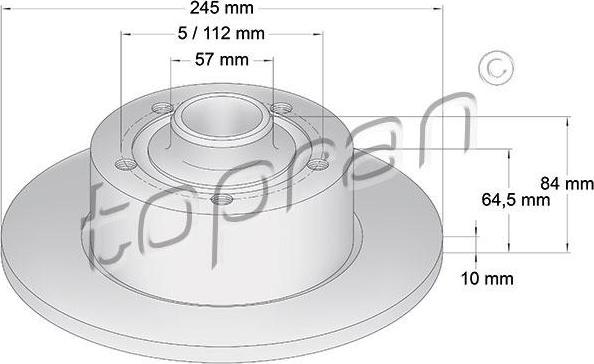 Topran 104 436 тормозной диск на AUDI A4 Avant (8D5, B5)