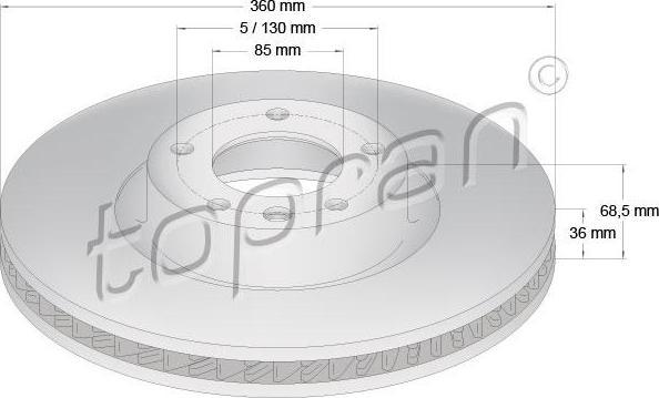 Topran 114 989 тормозной диск на VW TOUAREG (7P5)