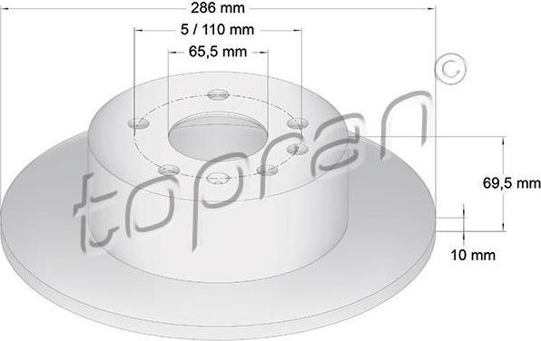 Topran 200 951 тормозной диск на OPEL VECTRA B (36_)