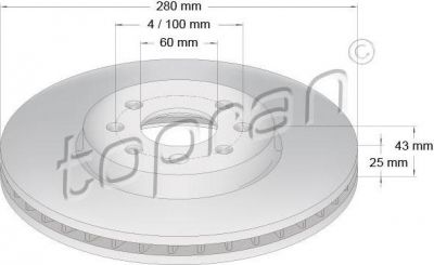 Topran 207 179 тормозной диск на OPEL ASTRA H (L48)
