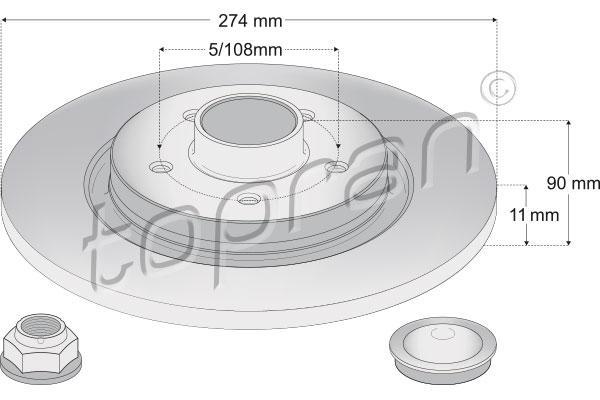 Topran 700 819 тормозной диск на RENAULT KANGOO BE BOP (KW0/1_)