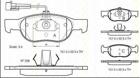 TRISCAN 8110 15006 комплект тормозных колодок, дисковый тормоз на FIAT BRAVA (182)