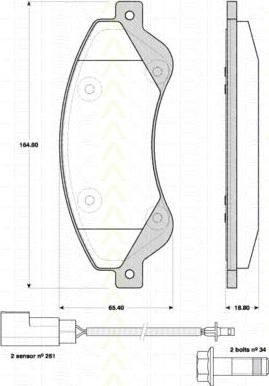TRISCAN 8110 16017 комплект тормозных колодок, дисковый тормоз на FORD TRANSIT c бортовой платформой/ходовая часть