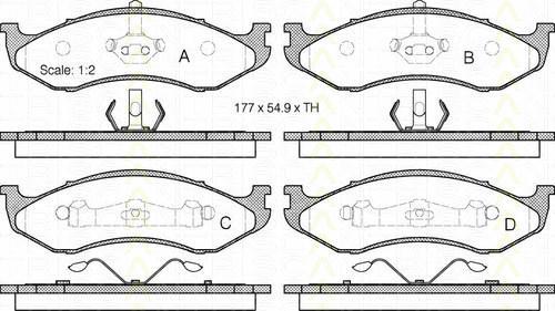 TRISCAN 8110 80525 комплект тормозных колодок, дисковый тормоз на JEEP WRANGLER II (TJ)