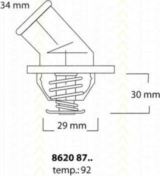 TRISCAN 8620 8792 термостат, охлаждающая жидкость на OPEL KADETT E кабрио (43B_)