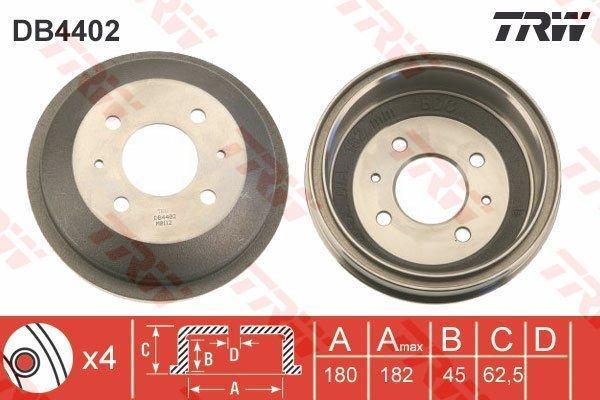 TRW DB4402 тормозной барабан на HYUNDAI ACCENT II седан (LC)