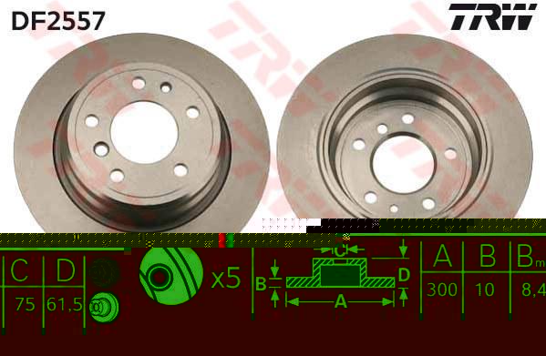 TRW DF2557 Диск торм зад E34 (561477J) (561477)