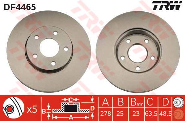 TRW DF4465 Диск тормозной передние Ford Focus II , III Mazda 3 VOLVO S40 II (1320352)