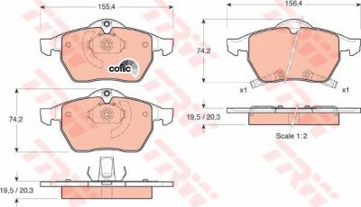 TRW GDB1342 Колодки передние SAAB 9-5 (1605984)