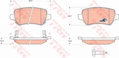 TRW GDB1515 Колодки задние OPEL Astra G/H Meriva Zafira (1605086)