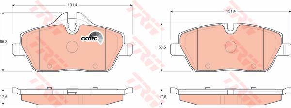 TRW GDB1611 Колодки передние E81/E87/MINI Cooper /131.4x65.3/t=17.6mm (34116774050)