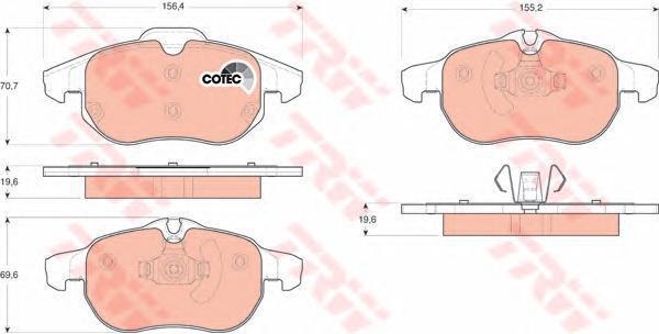 TRW GDB1613 Колодки передние 19.6mm OPEL Vectra C/Astra H SAAB (1605088)