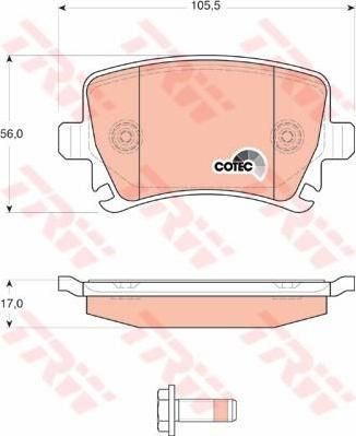 TRW GDB1622 Колодки задние AD A3 A6 VW G4 G5 B5 B6 Tiguan (4F0698451D)