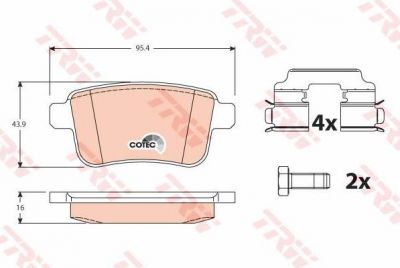 TRW GDB1786 Колодки задние RENAULT Kangoo 08->