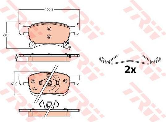TRW GDB2091 GDB2091_колодки дисковые передние! Opel Corsa E 1.2/1.4 14>