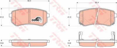 TRW GDB3370 Колодки задние KIA PICANTO BA1.0, 1.1 04-