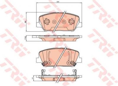 TRW GDB3621 Колодки передние HYUNDAI GENESIS COUPE, KIA OPTIMA GDB3621