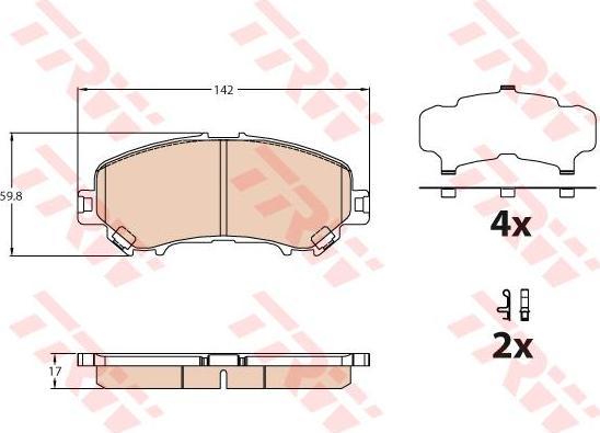 TRW GDB3631 комплект тормозных колодок, дисковый тормоз на NISSAN X-TRAIL (T32_)