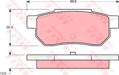 TRW GDB775 Колодки тормозные дисковые задние HONDA CIVIC Mk V (EJ9, EK3/4) 1995/11 - 2001/02 с датчиком (572134)