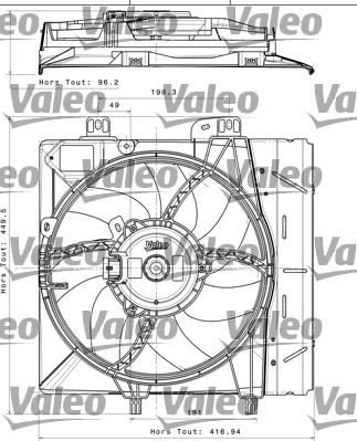 VALEO Вентилятор радиатора основного CITROEN C2/C3/PEUGEOT 1007/207 /D=330mm (696393)