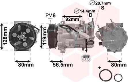 Van Wezel 0900K242 компрессор, кондиционер на CITROEN BERLINGO (B9)