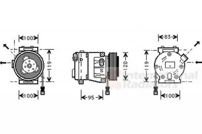 Van Wezel 1700K050 компрессор, кондиционер на FIAT PUNTO (188)