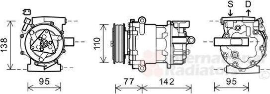 Van Wezel 1800K470 компрессор, кондиционер на FORD TRANSIT c бортовой платформой/ходовая часть