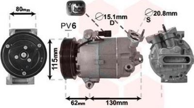 Van Wezel 3300K390 компрессор, кондиционер на NISSAN QASHQAI / QASHQAI +2 (J10, JJ10)
