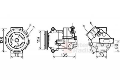 Van Wezel 3700K495 компрессор, кондиционер на OPEL INSIGNIA седан