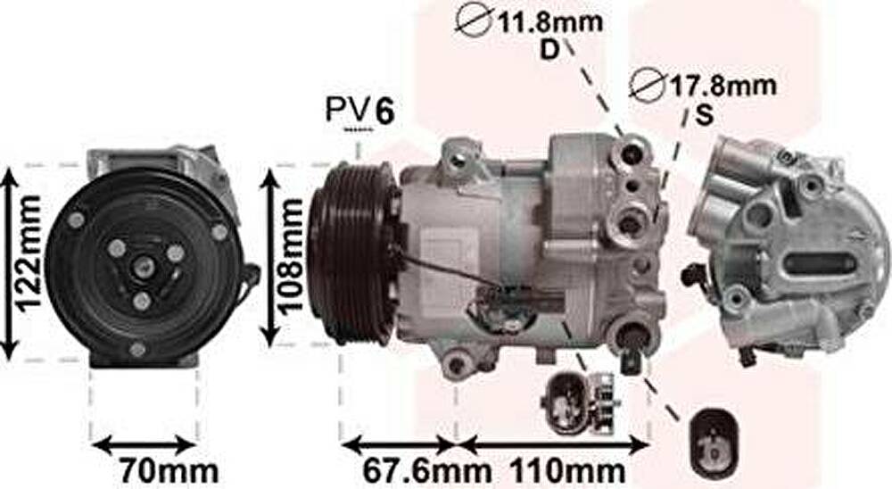 Van Wezel 3700K605 компрессор, кондиционер на CHEVROLET CRUZE Station Wagon (J308)