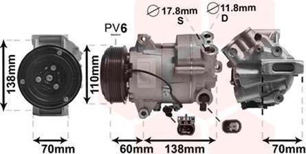 Van Wezel 3700K607 компрессор, кондиционер на OPEL ZAFIRA TOURER C (P12)