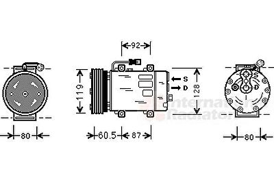 Van Wezel 5900K101 компрессор, кондиционер на VOLVO V40 универсал (VW)