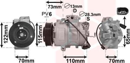 Van Wezel 7600K018 компрессор, кондиционер на SKODA FABIA