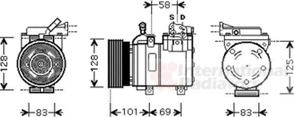 Van Wezel 8200K159 компрессор, кондиционер на HYUNDAI GETZ (TB)