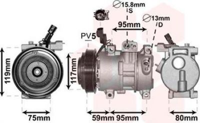 Van Wezel 8200K319 компрессор, кондиционер на HYUNDAI i20 (PB, PBT)
