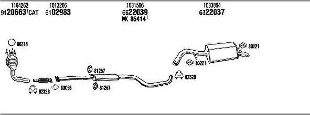 WALKER FO75014 система выпуска ог на FORD ESCORT VII (GAL, AAL, ABL)