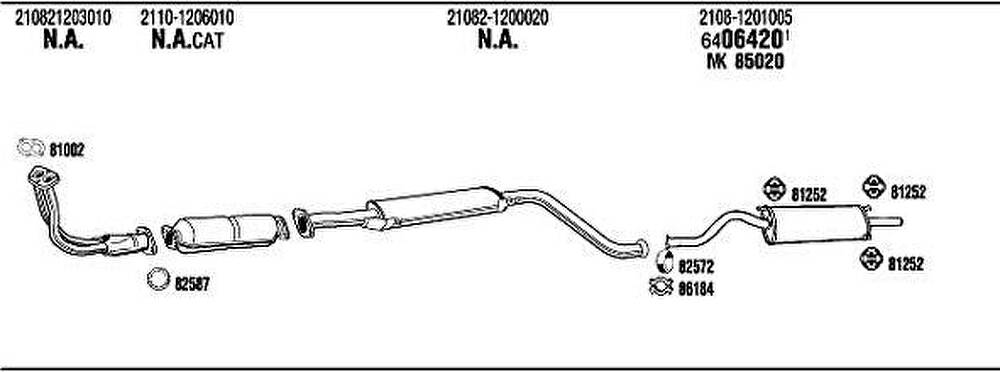 WALKER LD40025 система выпуска ог на LADA SAMARA (2108, 2109, 2115)