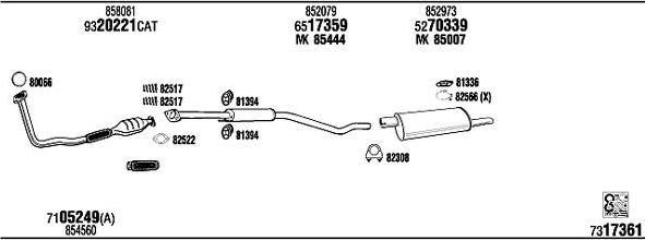 WALKER OP45237 система выпуска ог на OPEL ASTRA F (56_, 57_)