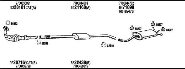 WALKER RET05251 система выпуска ог на RENAULT MEGANE I (BA0/1_)