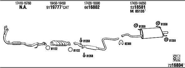 WALKER TO55982 система выпуска ог на TOYOTA CARINA II (_T17_)