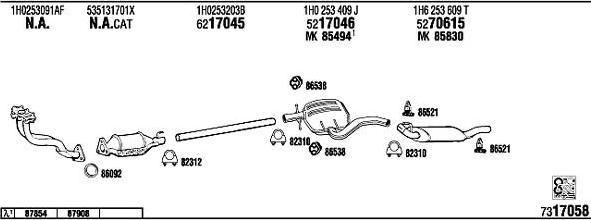 WALKER VW23004 система выпуска ог на VW GOLF III (1H1)
