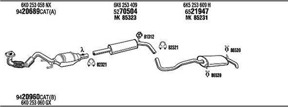 WALKER VW26081 система выпуска ог на VW POLO CLASSIC (6KV2)