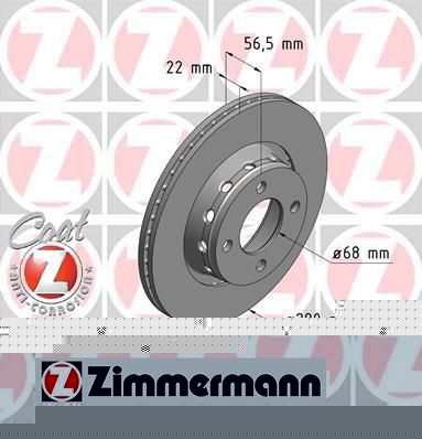 Zimmermann 100.1222.20 тормозной диск на AUDI 80 Avant (8C, B4)