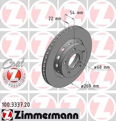 Zimmermann 100.3337.20 тормозной диск на VW PASSAT Variant (3B6)
