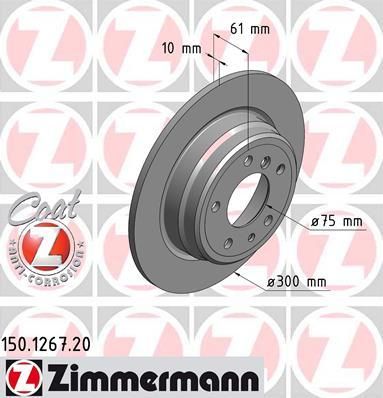 ZIMMERMANN ДИСК ТОРМ E34/R/300*10 ЗАД. НЕ ВЕНТ 88-97 (150126720)