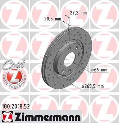 Zimmermann 180.2018.52 тормозной диск на PEUGEOT 405 I Break (15E)
