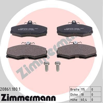 Zimmermann 20861.180.1 комплект тормозных колодок, дисковый тормоз на SKODA FELICIA I Fun (797)