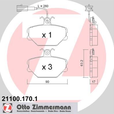 Zimmermann 21100.170.1 комплект тормозных колодок, дисковый тормоз на FIAT TIPO (160)